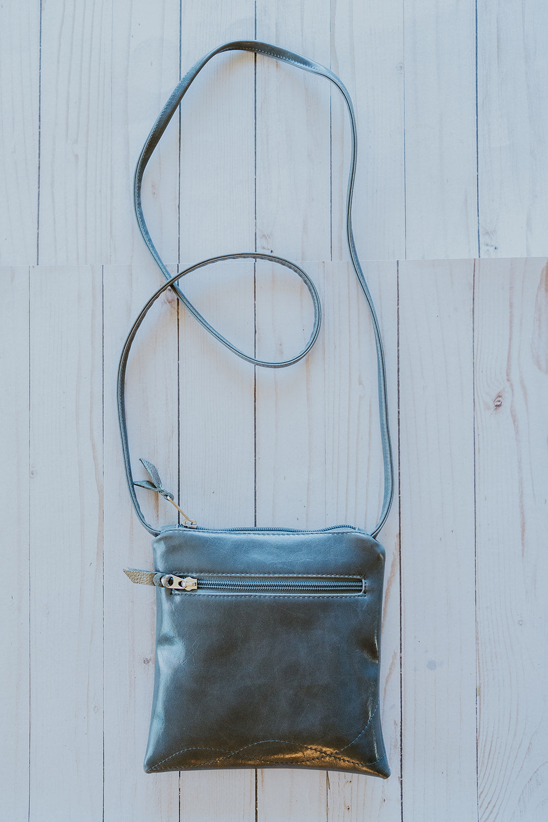 Cha Cha Small Crossbody Bag from Glazed Vegan Leather made in USA#color_grey