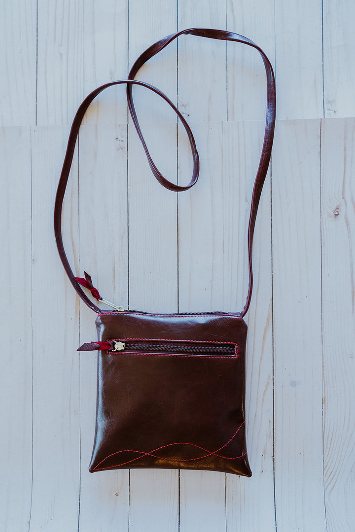 Cha Cha Small Crossbody Bag from Glazed Vegan Leather made in USA#color_wine
