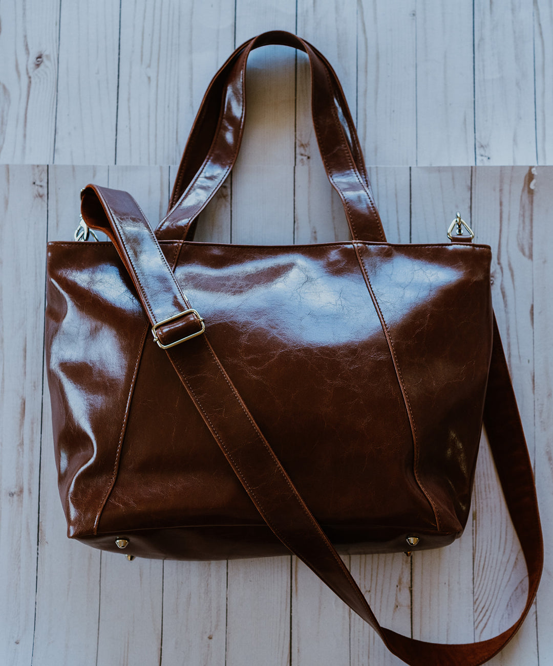 Troubadour Tote - Leather#color_psychedelic_brown_and_blue