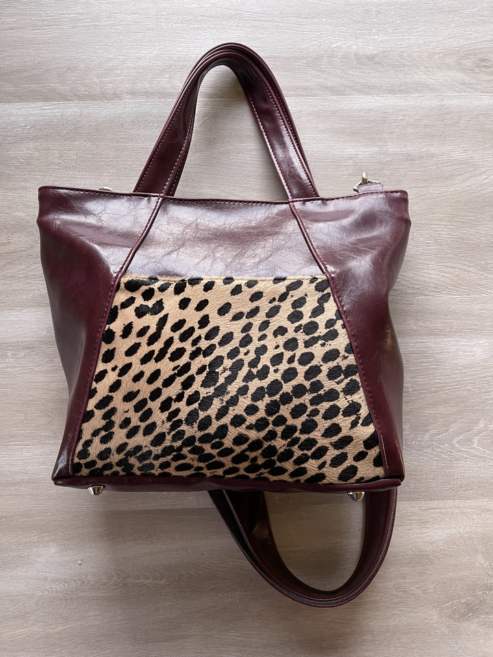 Mini Troubadour Tote - Wine with Dot Ponyhair