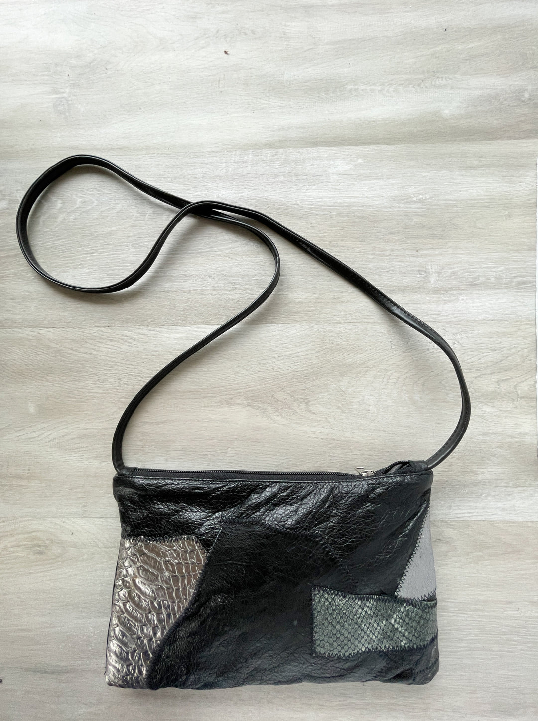 Bossa Nova Medium Crossbody Bag from Leather made in USA#color_black-with-crocodile