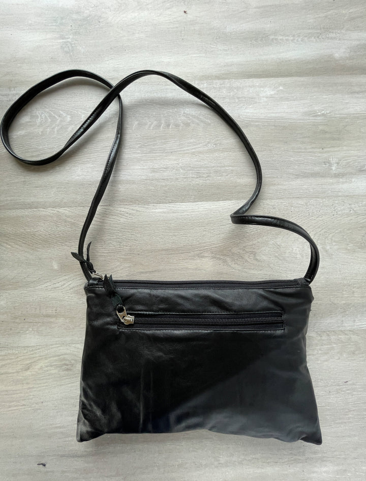 Bossa Nova Medium Crossbody Bag from Leather made in USA#color_black-with-crocodile