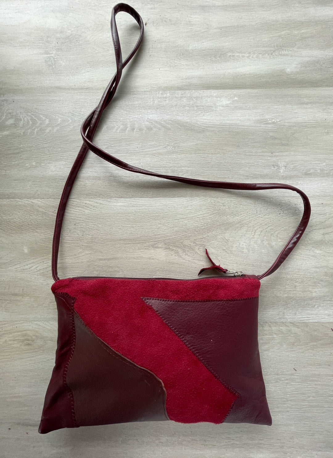 Bossa Nova Medium Crossbody Bag from Leather made in USA#color_wine-patchwork-four