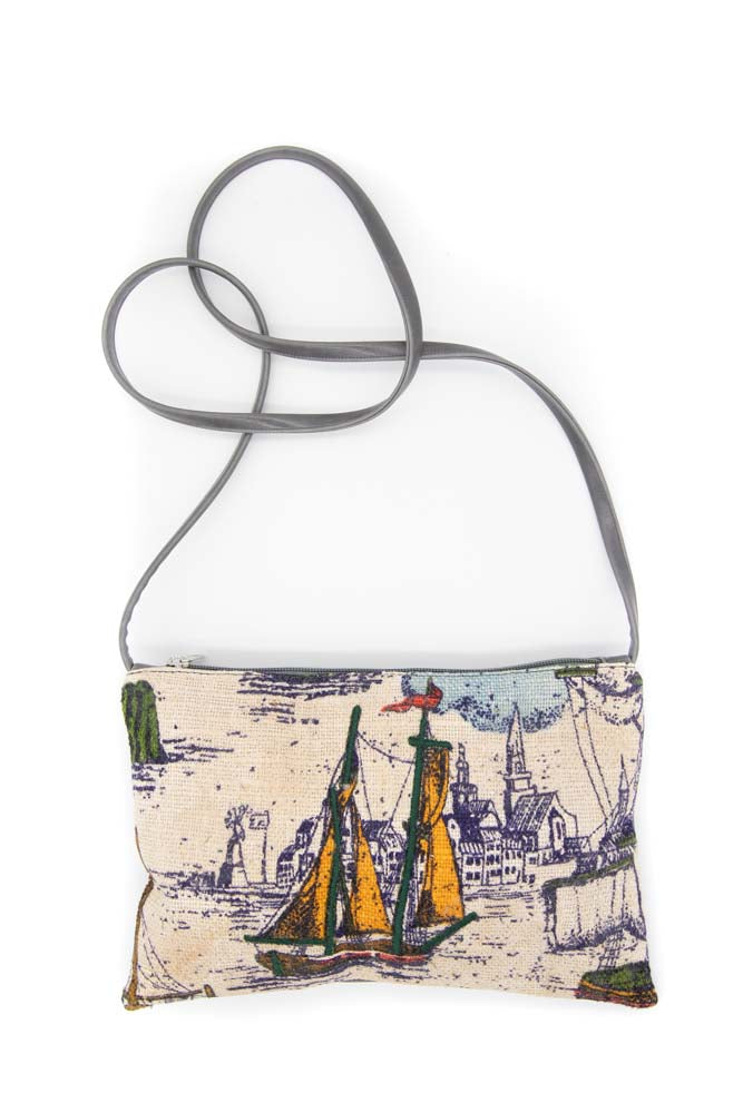 Bossa Nova Medium Crossbody Bag from Limited Edition Fabric made in USA#color_morro-bay-sailboats