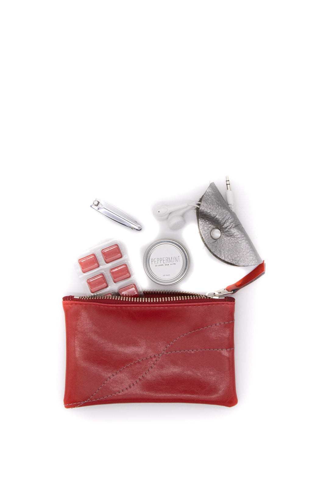 Small Valet Pouch from Glazed Vegan Leather#color_cherry-red