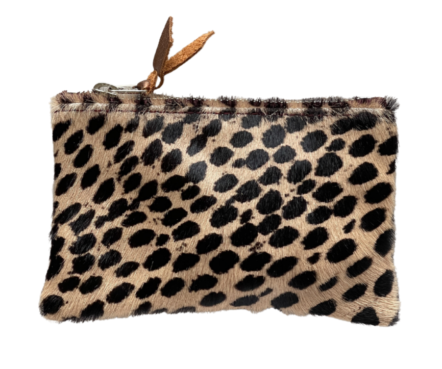 Clare V. Leather Animal Print Pouch - Green Wallets, Accessories