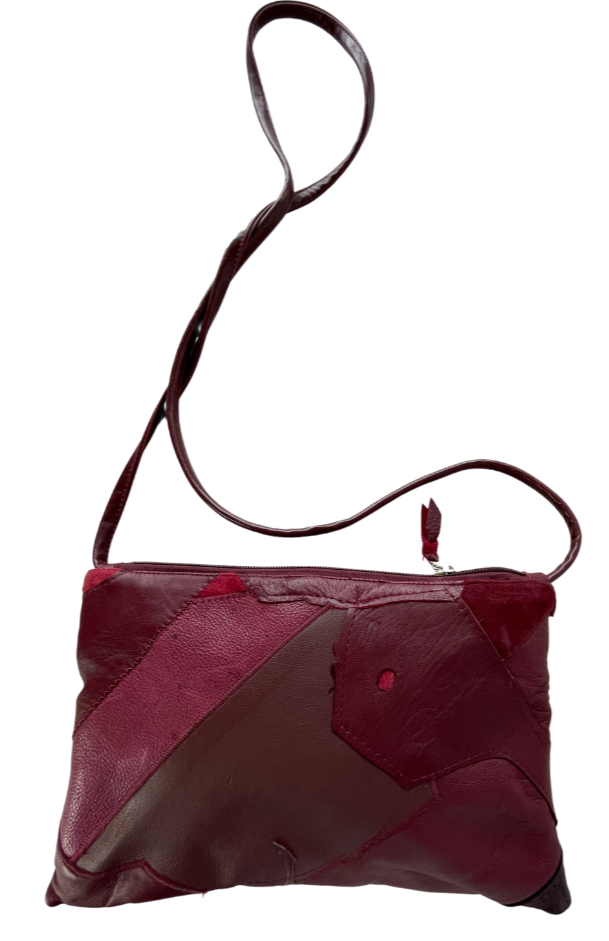 Bossa Nova Medium Crossbody Bag from Leather made in USA#color_wine-patchwork-one