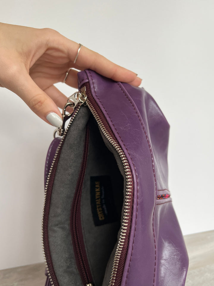 Pleated Clutch - Purple Vegan Leather