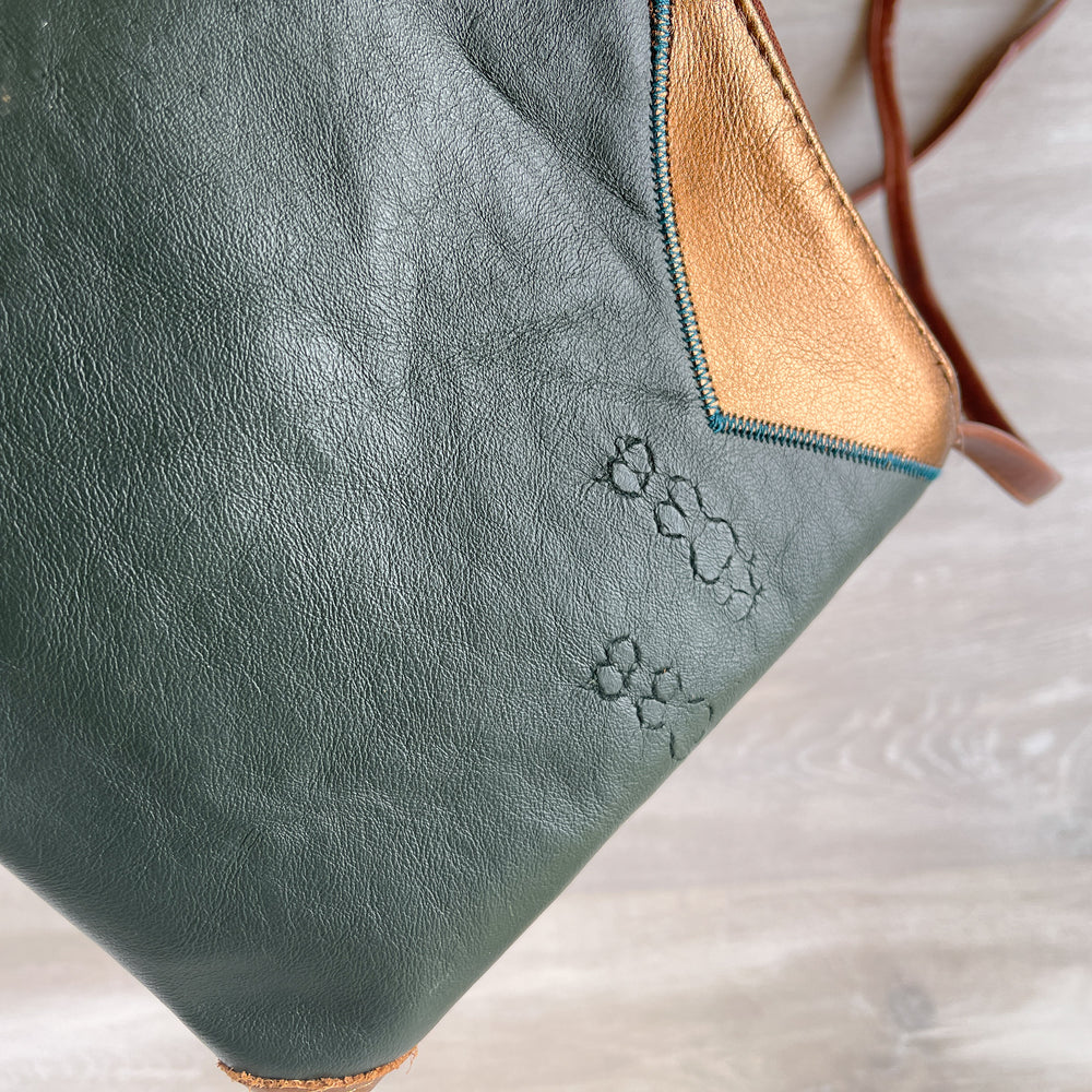 Bossa Nova Medium Crossbody Bag from Leather made in USA#color_grey-gardens-three