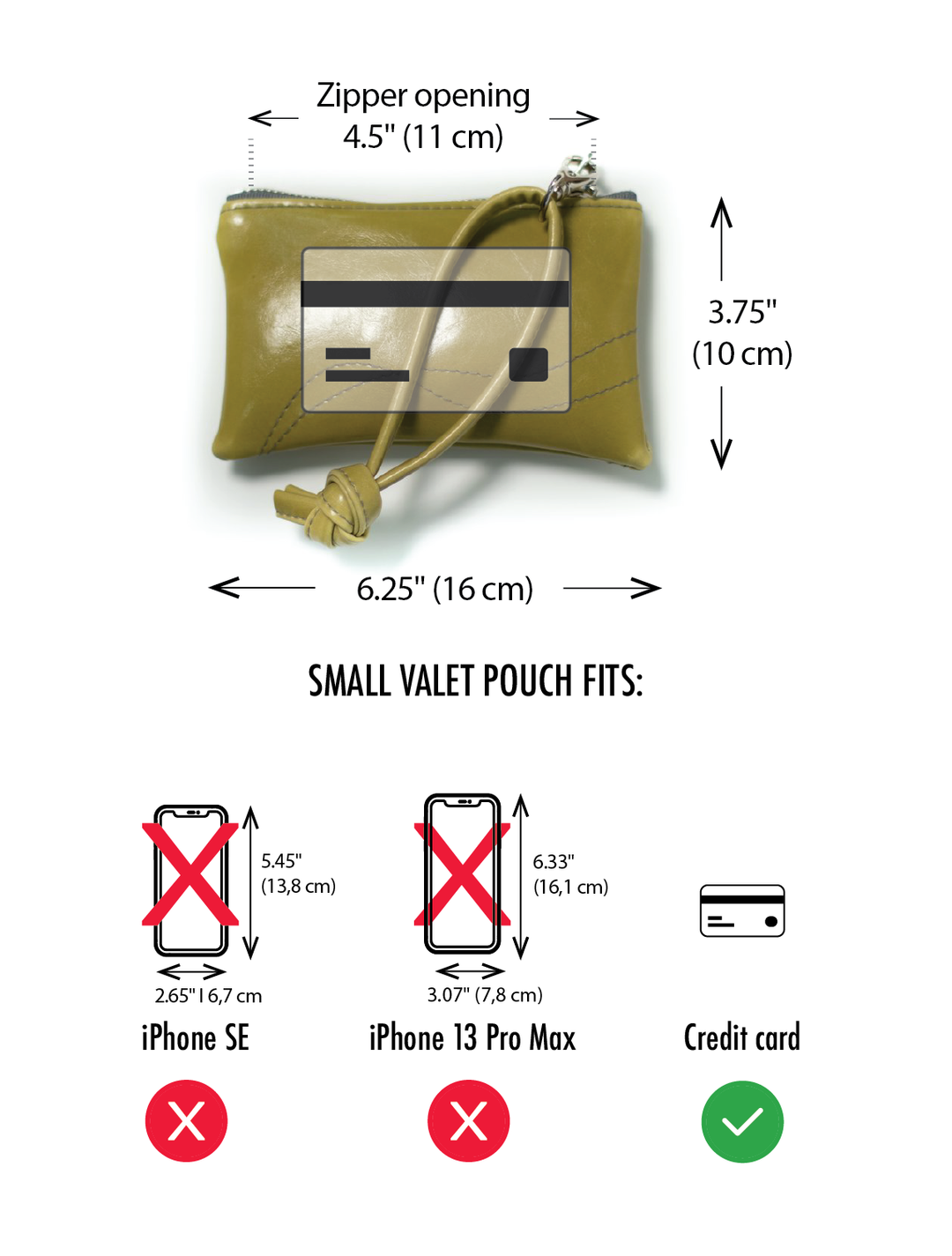 Small Valet Pouch measurements