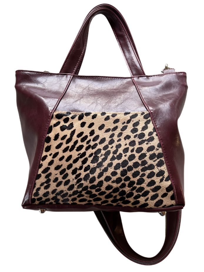 Mini Troubadour Tote - Wine with Dot Ponyhair