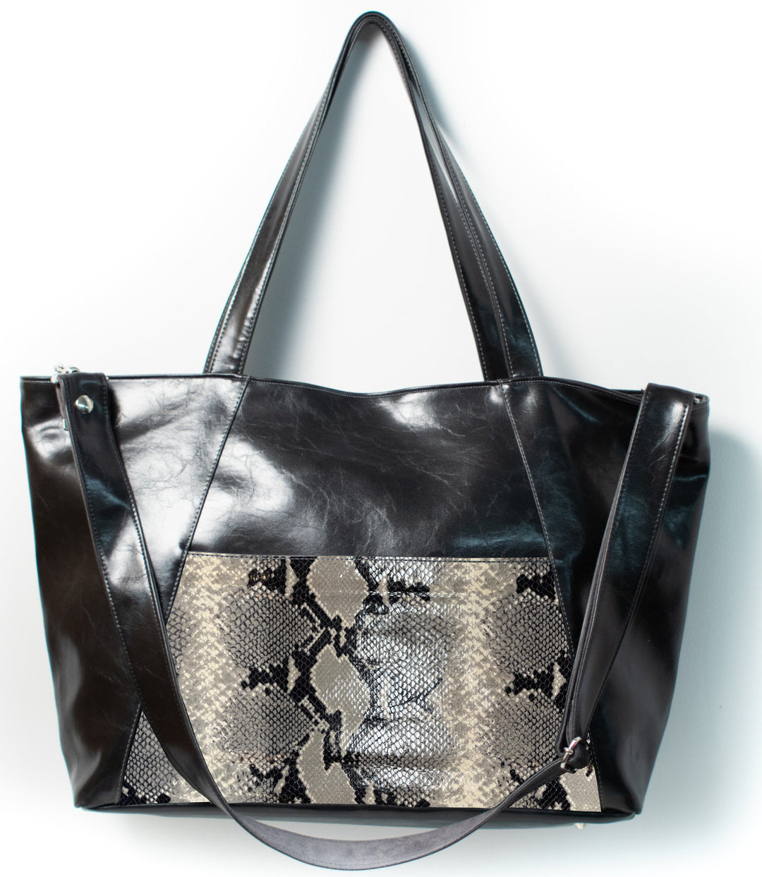 XL Troubadour Weekender Tote - Black with Python