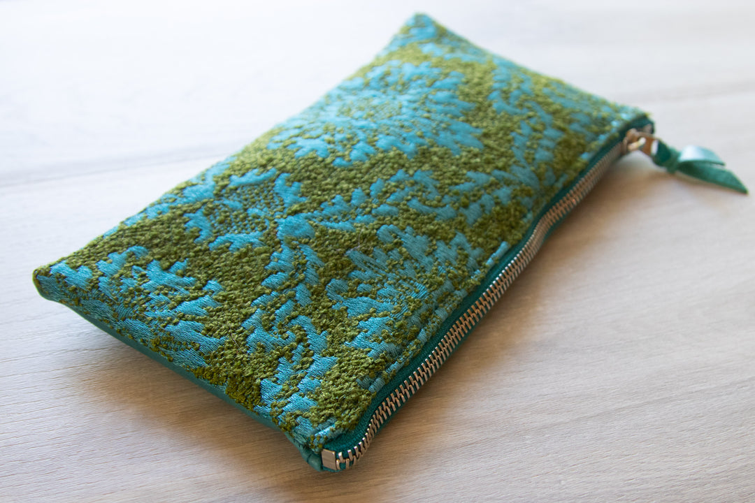 Large Valet pouch - Auntie Mame | Teal and Green Brocade
