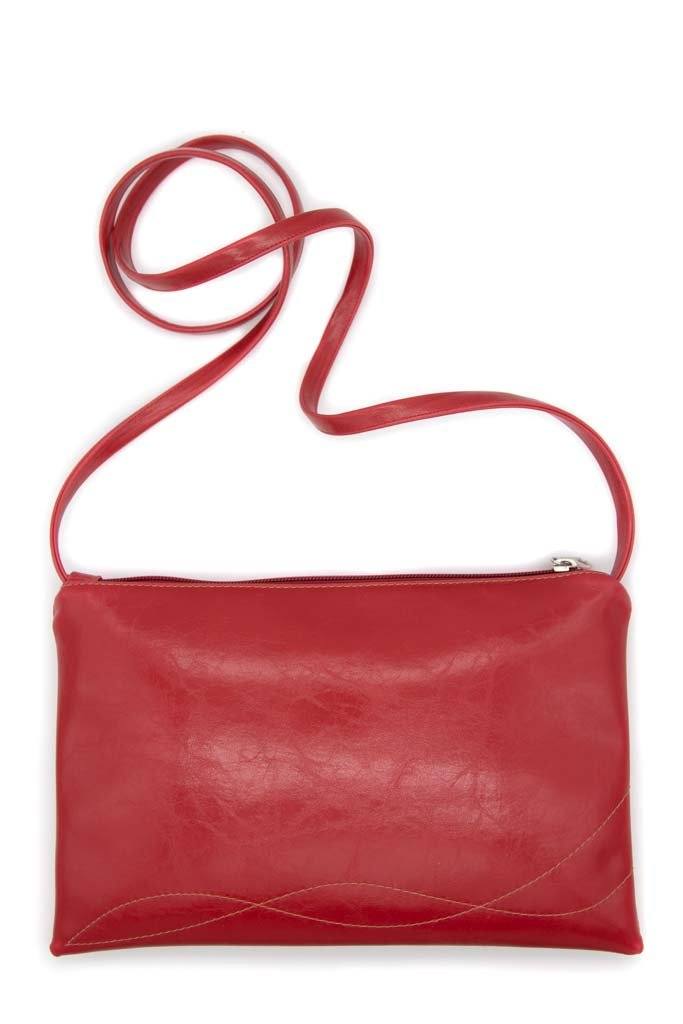 Bossa Nova Medium Crossbody Bag from Glazed Vegan Leather made in USA#color_cherry-red
