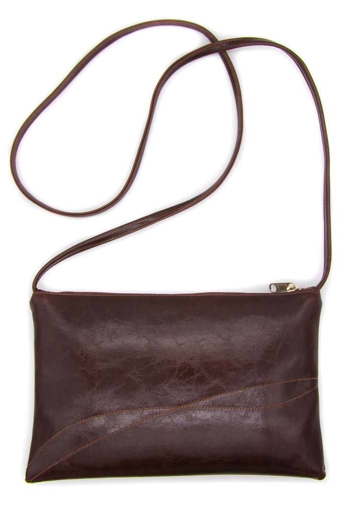 Bossa Nova Medium Crossbody Bag from Glazed Vegan Leather made in USA#color_chocolate-brown