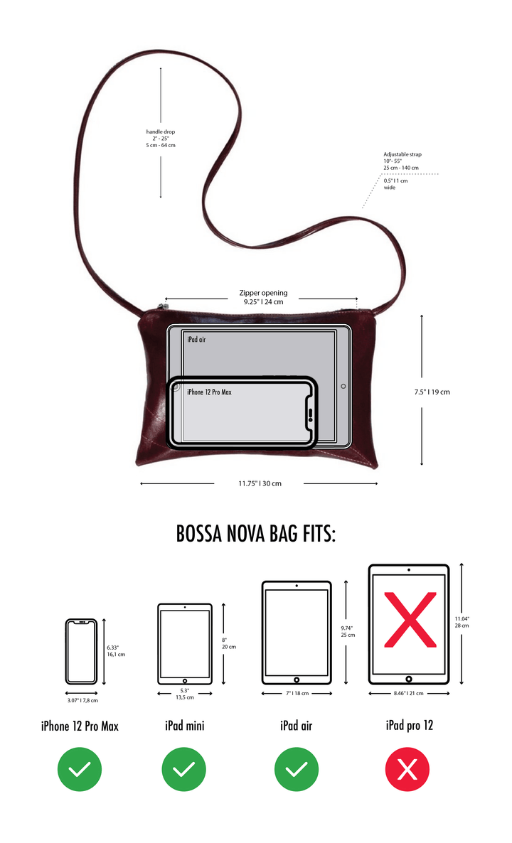 Bossa Nova Medium Crossbody bag measurements