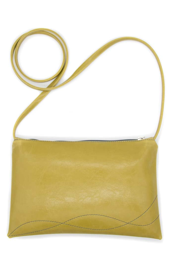 Bossa Nova Medium Crossbody Bag from Glazed Vegan Leather made in USA#color_citrine