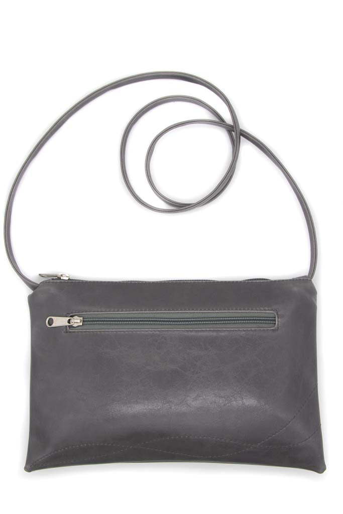 Bossa Nova Medium Crossbody Bag from Glazed Vegan Leather made in USA#color_grey