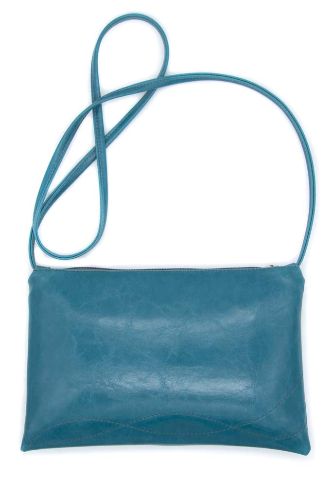 Bossa Nova Medium Crossbody Bag from Glazed Vegan Leather made in USA#color_teal