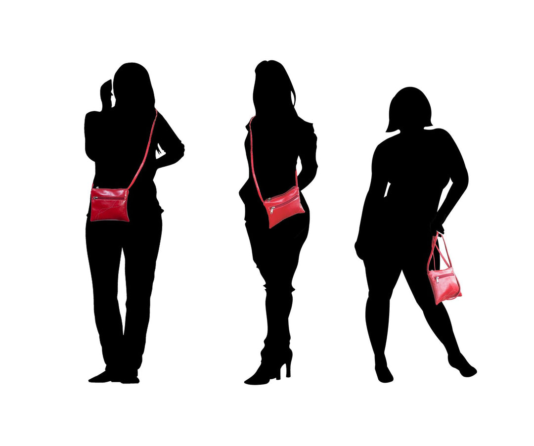 silhouettes of women in different body types wearing Cha Cha Small Crossbody Bag 
