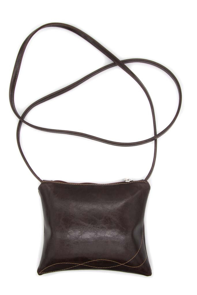 Cha Cha Small Crossbody Bag from Glazed Vegan Leather made in USA#color_chocolate-brown