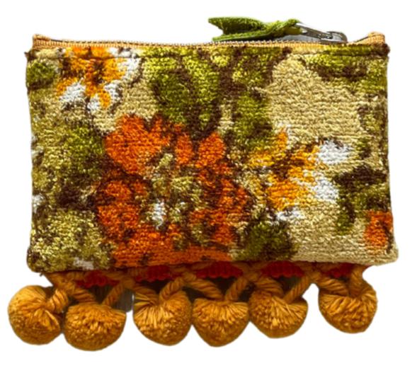 Small Valet Zipper Pouch - East Hampton Floral with Pom Pom Fringe