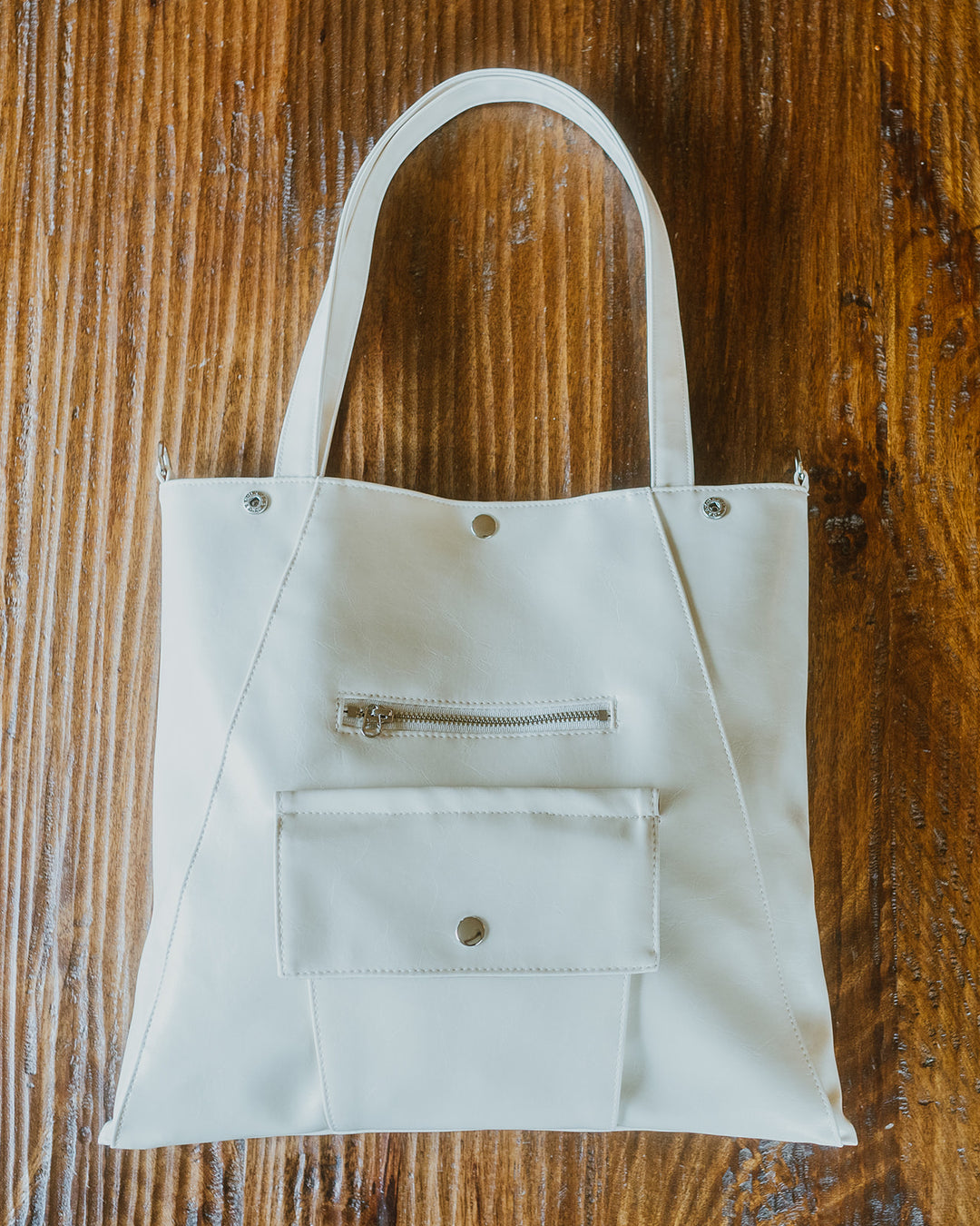 Metier Tote - Warm White Vegan Leather made in the USA #color_warm-white