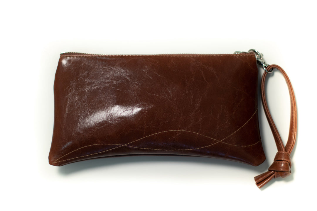 Large Valet Pouch from Glazed Vegan Leather made in the USA#color_ale-brown