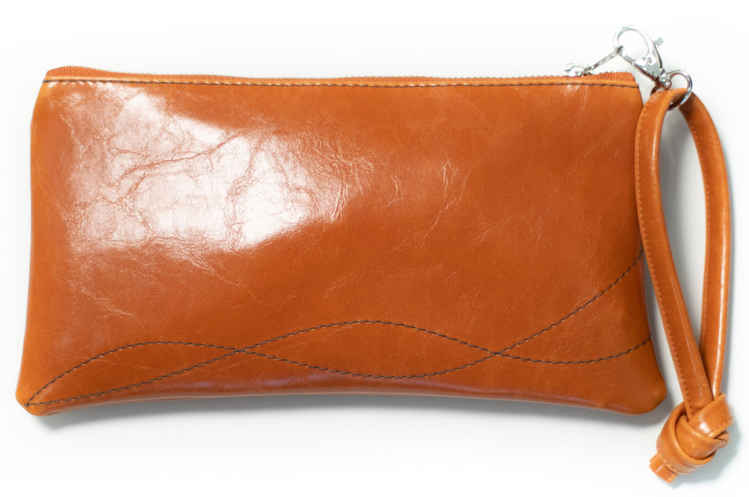 clutch wristlet Large Valet Pouch Butterscotch Vegan Leather made in usa