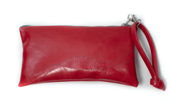 Large Valet Pouch from Glazed Vegan Leather made in the USA#color_cherry-red