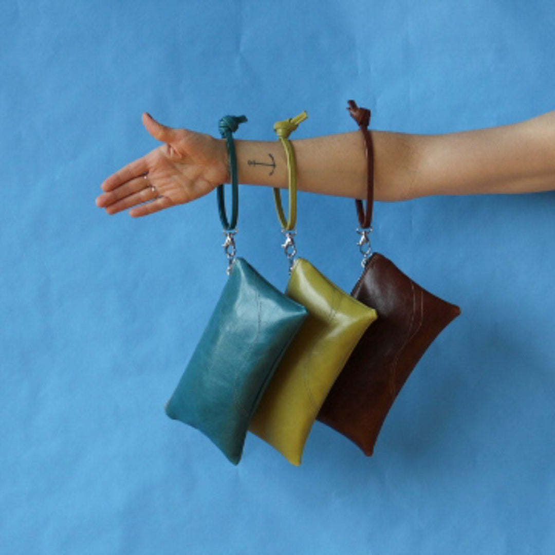 Large Valet Pouch from Glazed Vegan Leather made in the USA#color_citrine