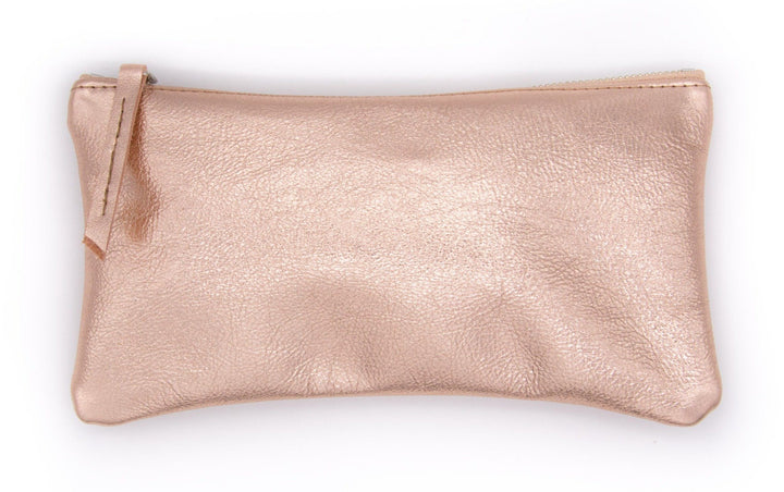 clutch wristlet Large Valet Pouch - Rose Gold Recycled Leather made in usa