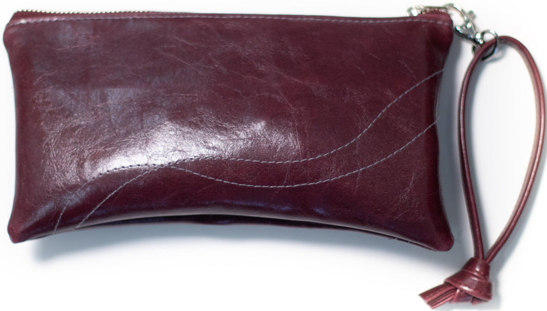clutch wristlet Large Valet Pouch Wine Vegan Leather made in usa