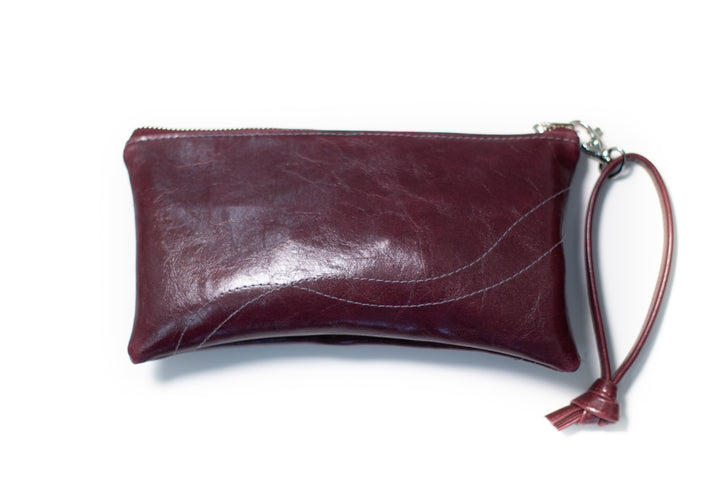 Large Valet Pouch from Glazed Vegan Leather made in the USA#color_wine