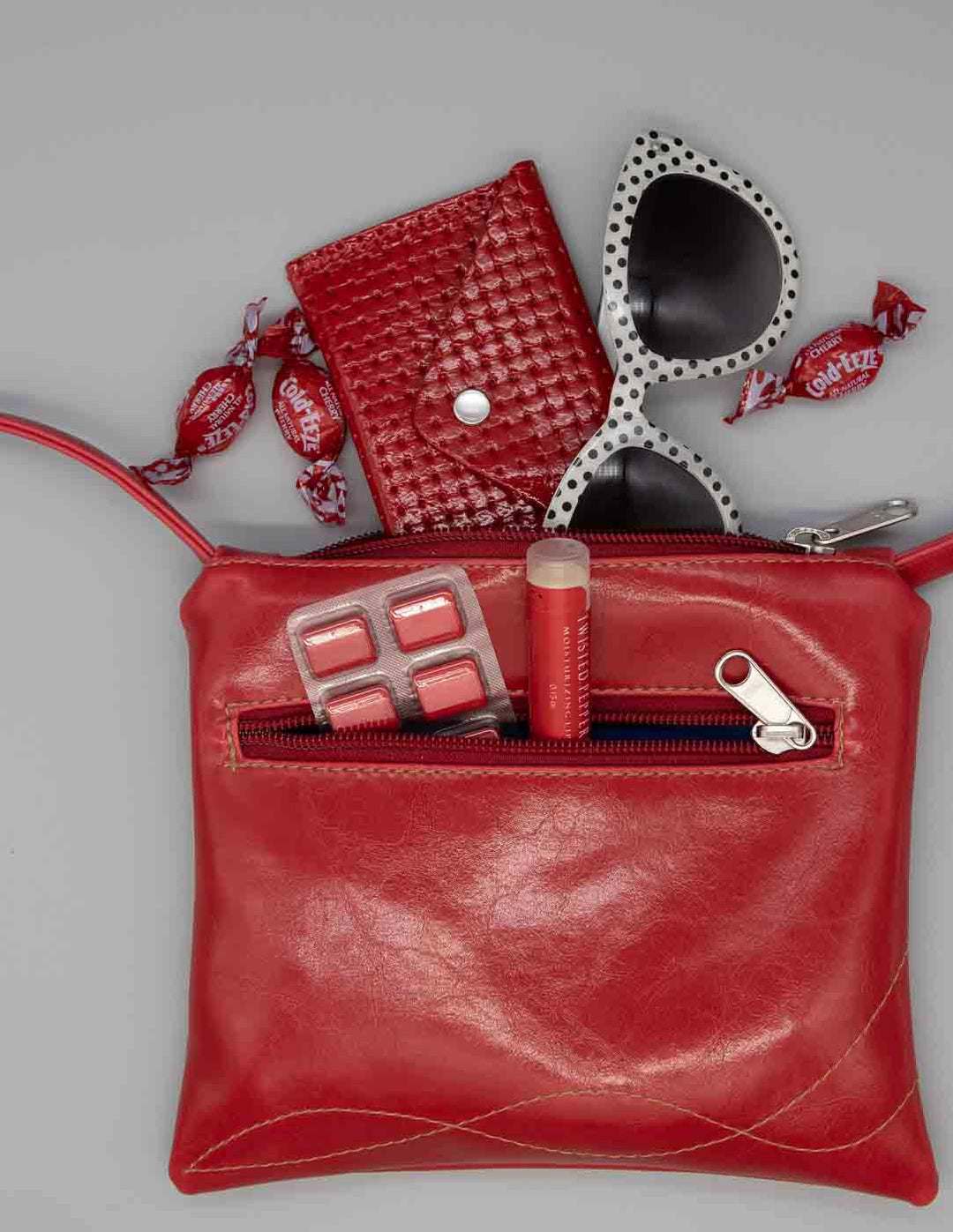 Cha Cha Small Crossbody Bag - Cherry Red Vegan Leather