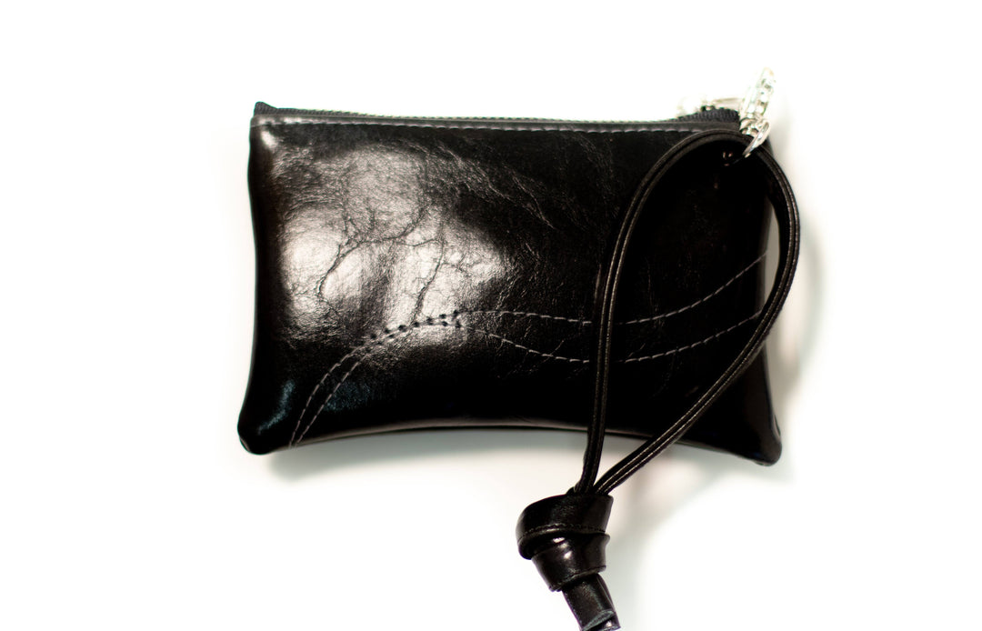 Small Valet Pouch from Glazed Vegan Leather#color_black