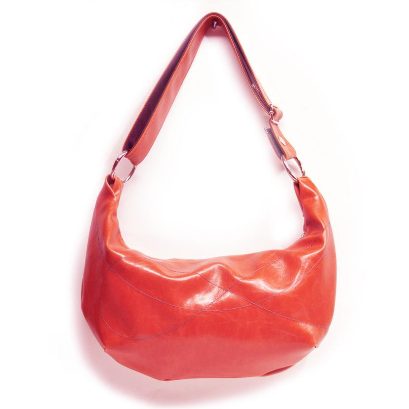 Womens Hobo Purse - Foxtrot Medium Topstitch Hobo Bag - Cherry Red Vegan Leather made in usa#color_cherry-red