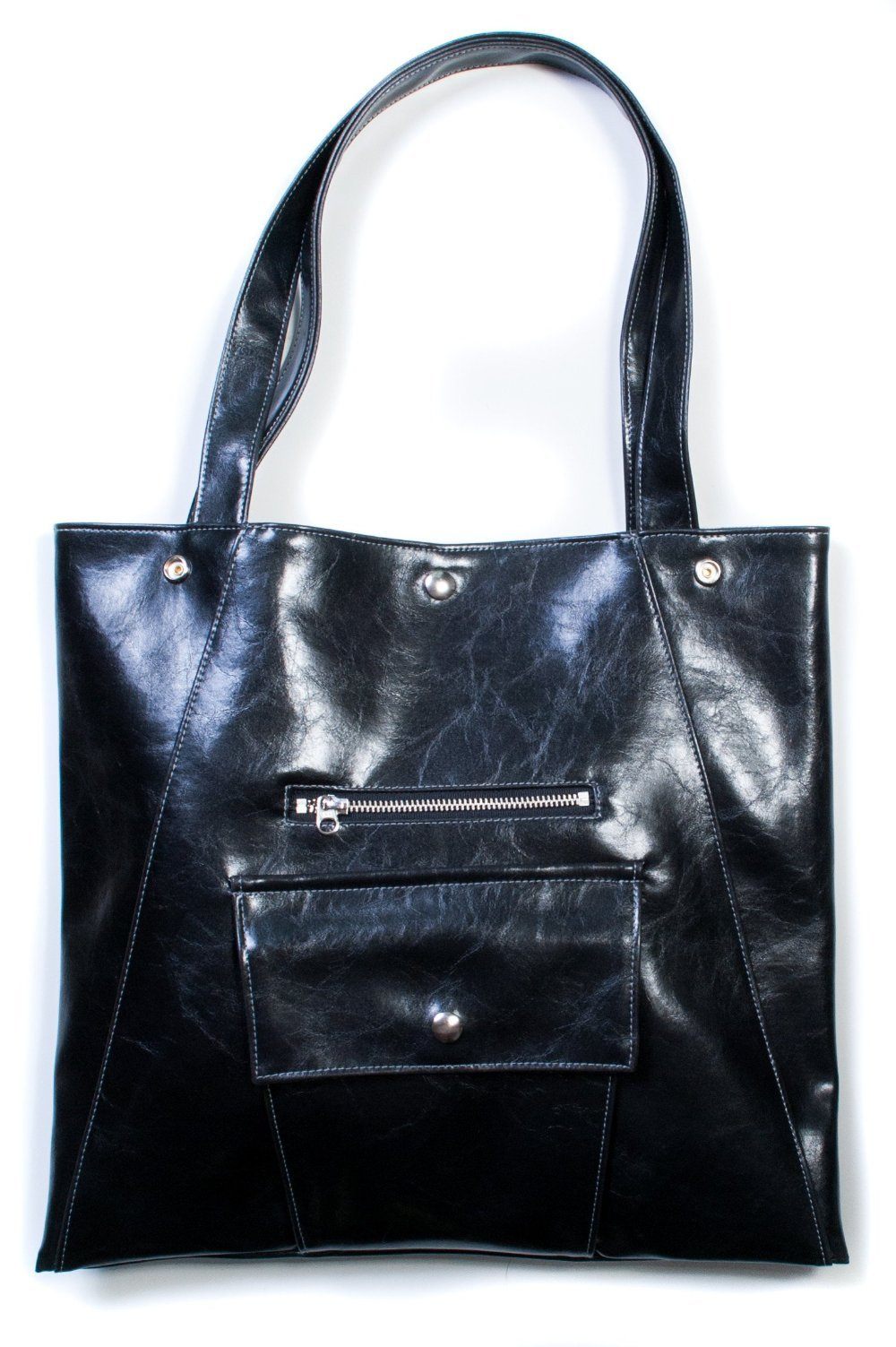 Womens Tote Bag - Metier Tote - Black Vegan Leather