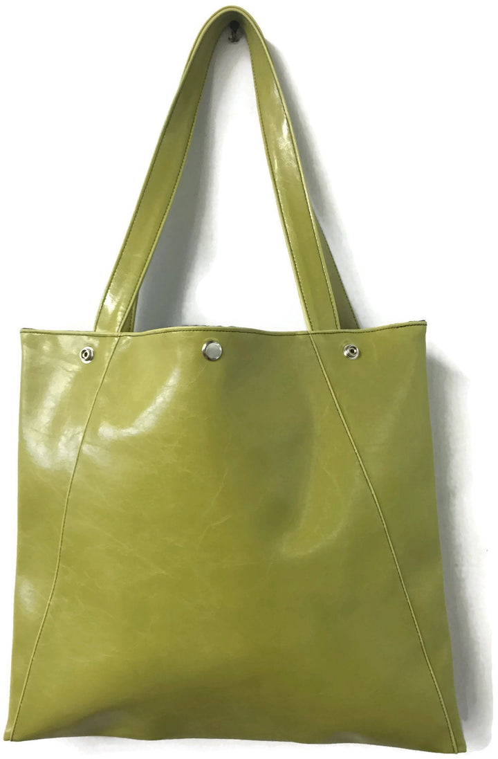 Womens Tote Bag - Metier Tote - Citrine Green Vegan Leather made in usa