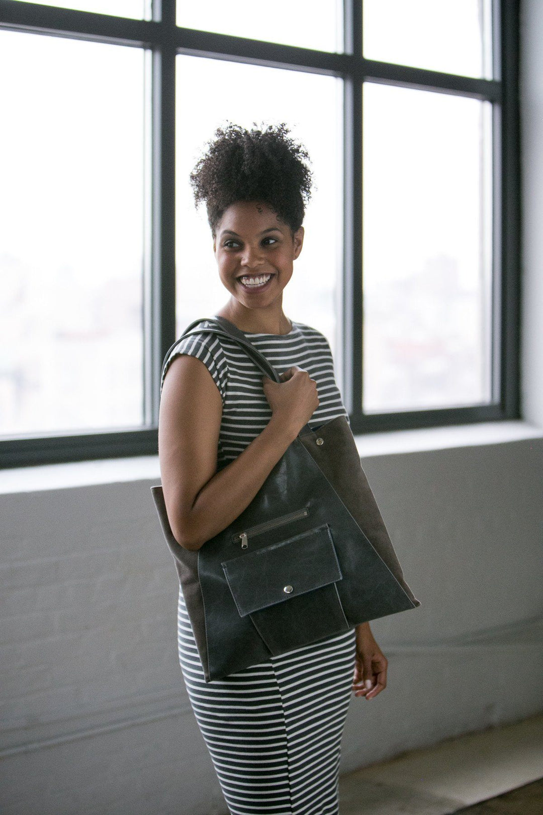 Womens Tote Bag - Metier Tote - Grey Vegan Leather made in usa