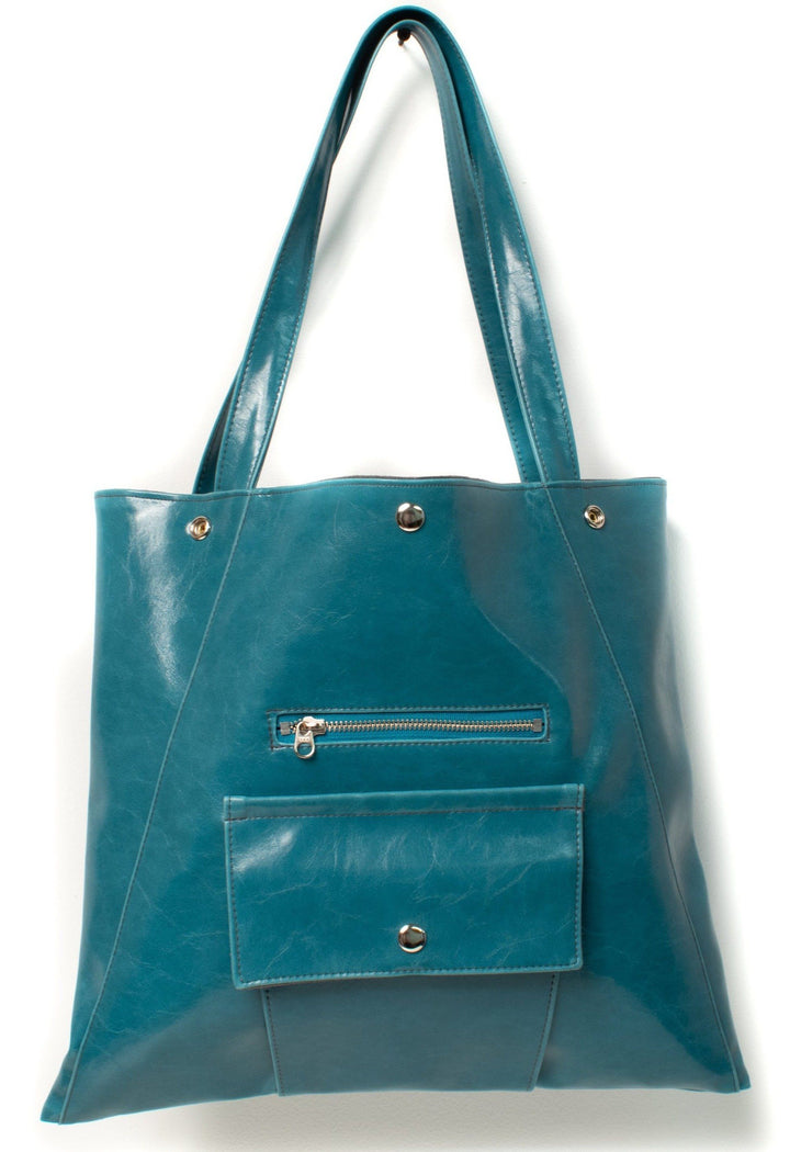Womens Tote Bag - Metier Tote - Teal Vegan Leather made in usa