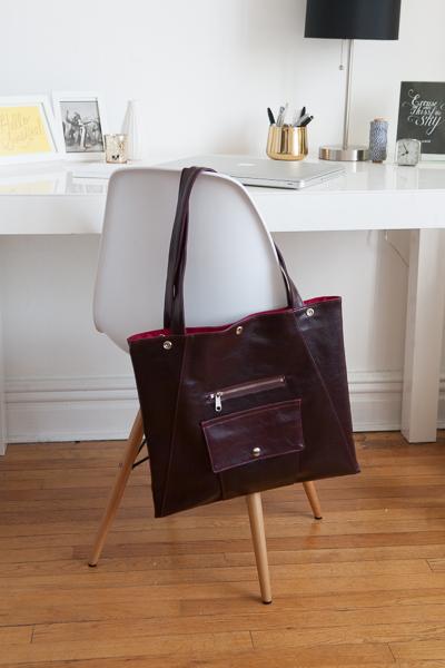 Womens Tote Bag - Metier Tote - Wine Vegan Leather