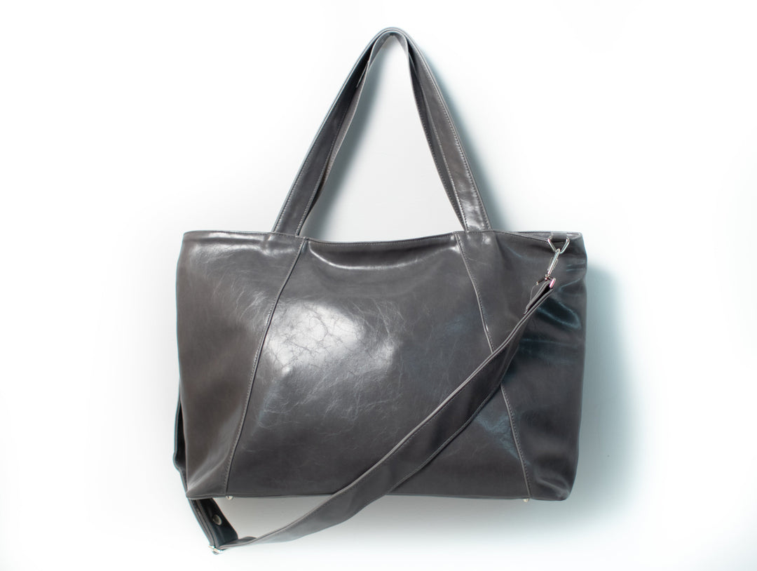 Womens Tote Bag - Troubadour Tote - Grey Vegan Leather made in usa